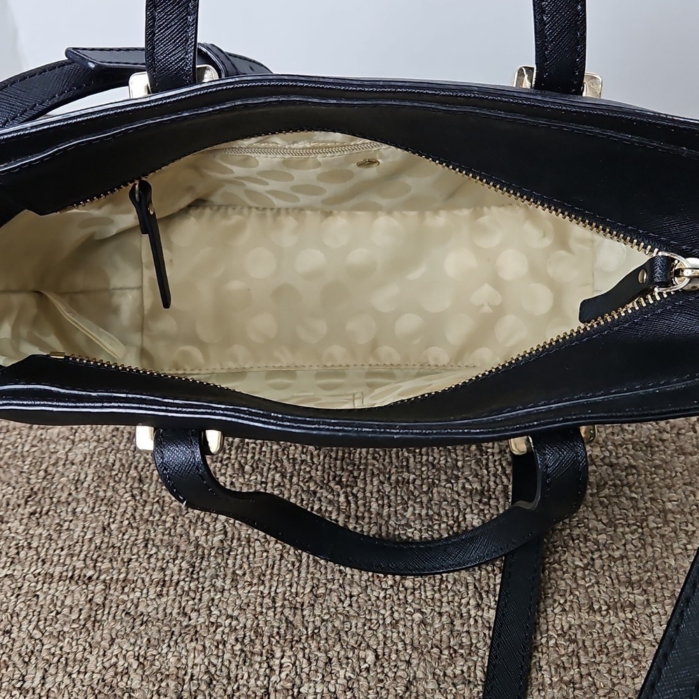 Kate Spade Hayden Black Peddle Leather Bag 2 Way Bag 9x9 - Picture 6 of 11